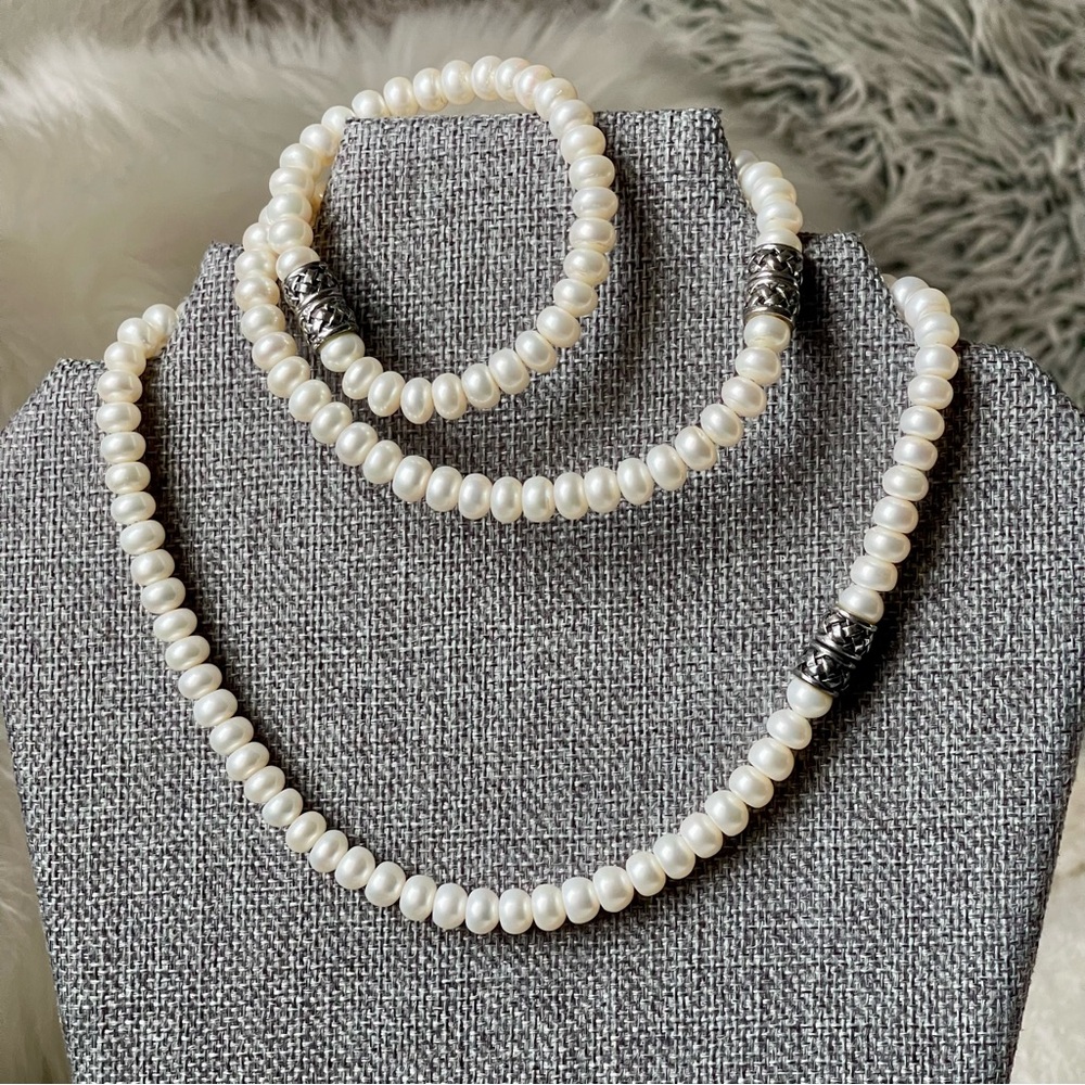 Adjustable Length 3pc White Freshwater Pearls with Magnetic Clasps